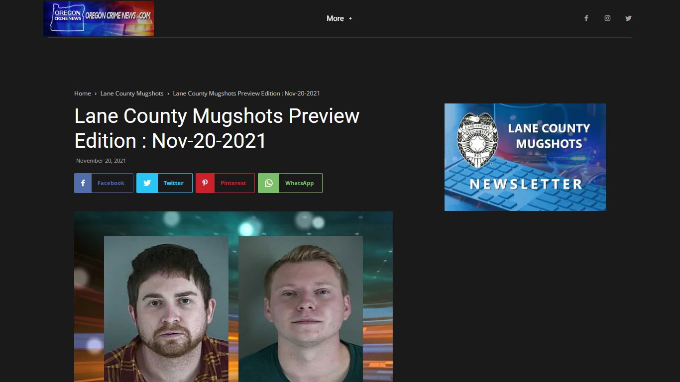 Lane County Mugshots Preview Edition : Nov-20-2021 ...